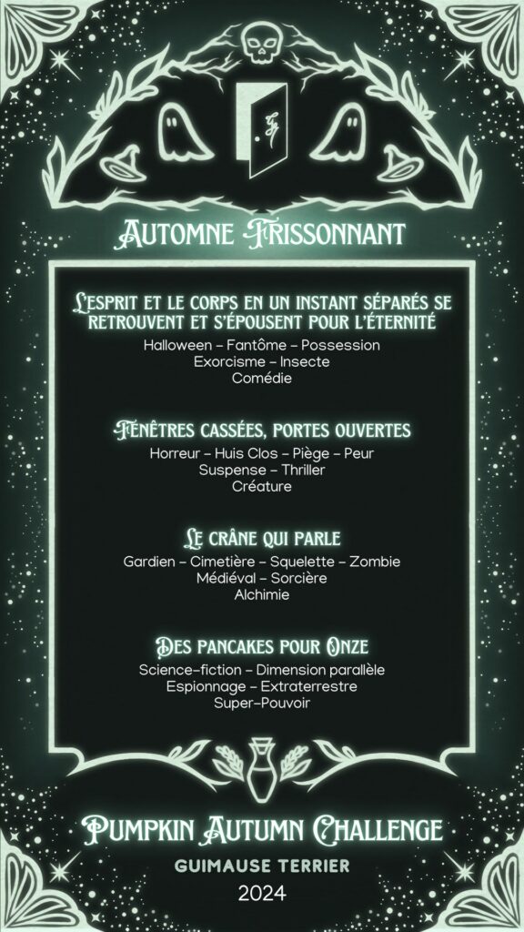 Représentation du Menu Automne frissonnant du pumpking automne challenge