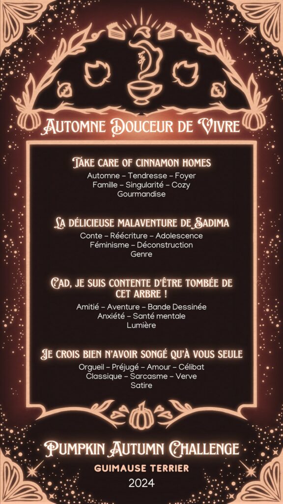 représentation du menu automne douceur de vivre pour le pumpking automne challenge